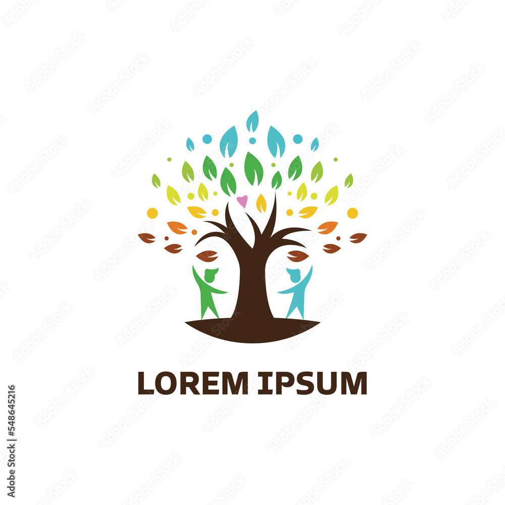 Obraz premium abstract tree logo with leaves