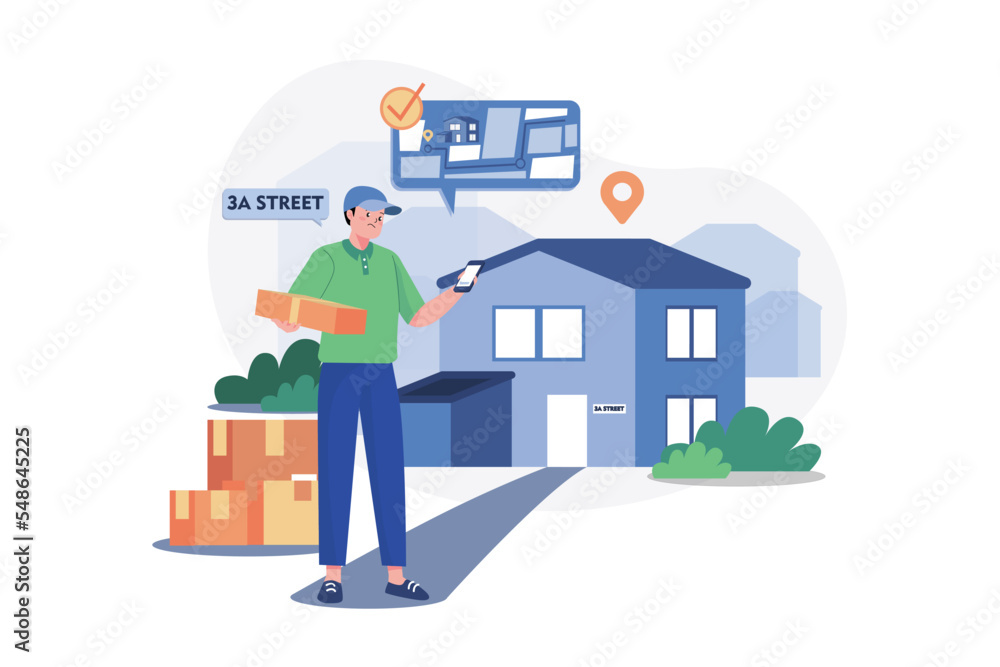 Delivery Person Checking Delivery Address