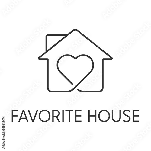 Favorite house icon outline. Real estate simple vector illustration
