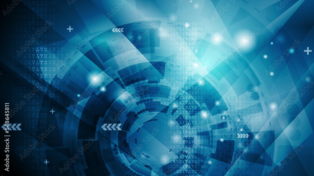 Dark blue shiny technology background with HUD gear elements Dark blue shiny technology background with HUD gear elements