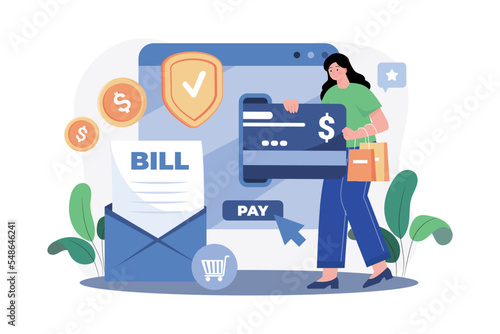 Online Payment Using The Card Illustration concept on white background