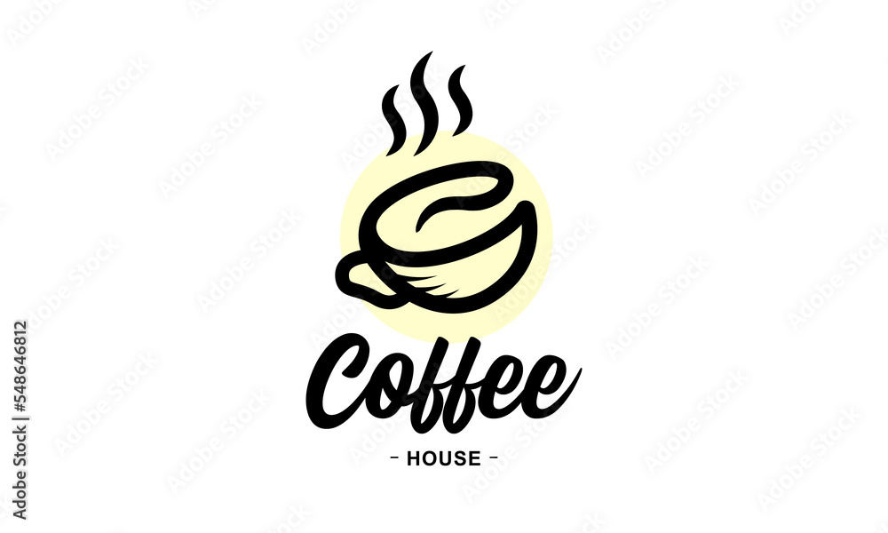 Obraz premium Coffee cup vector logo design template. Vector coffee shop labels.