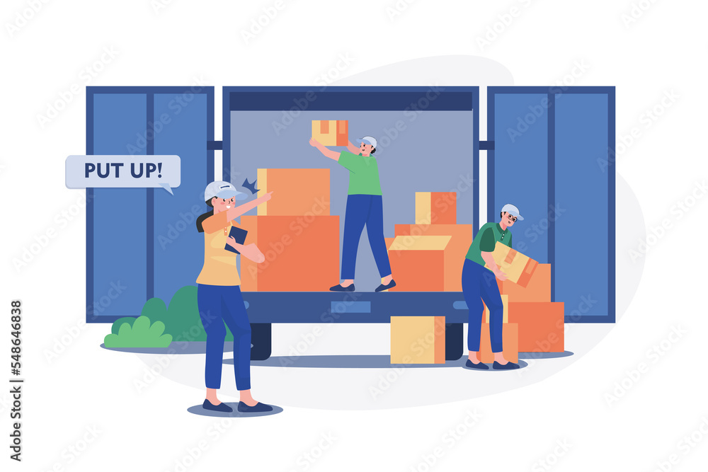 Manager Ordering Worker To Put Boxes In A Truck Manager Ordering Worker To Put Boxes In A Truck