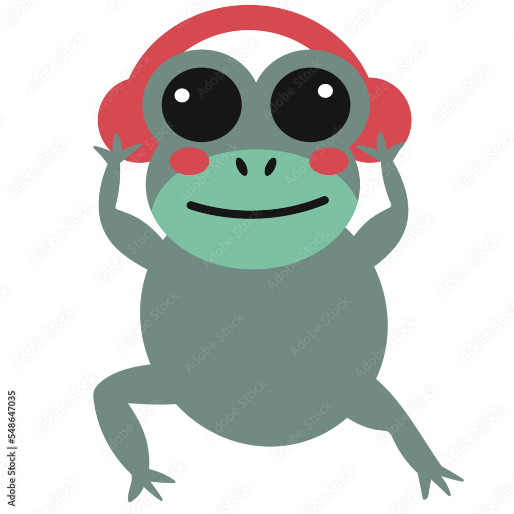 Frog and head phone Hand Drawn Element Frog and head phone Hand Drawn Element