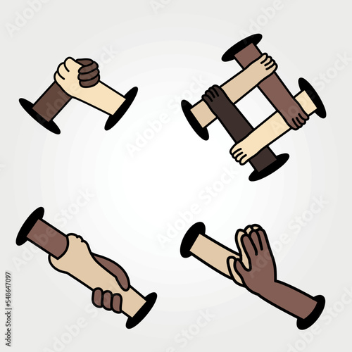 Hands touching each other representing racial ethnic diversity