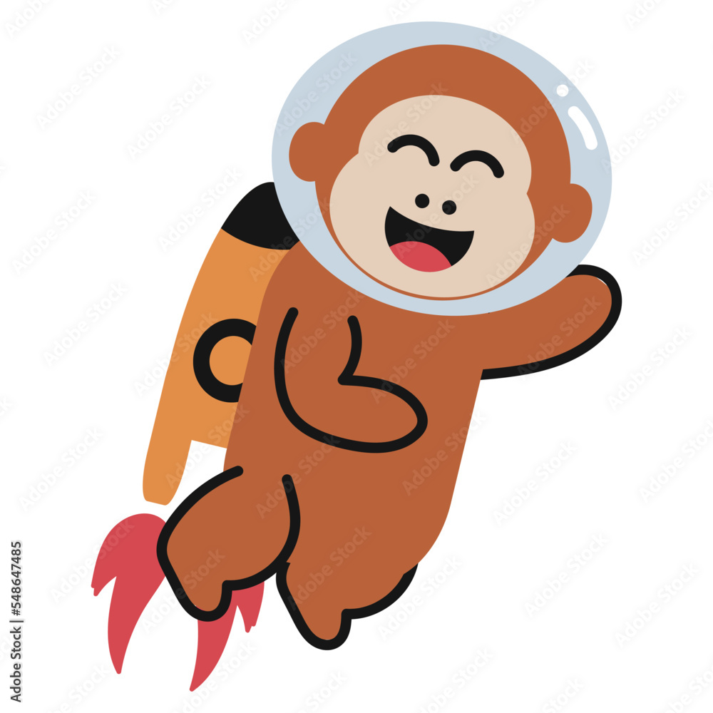 Obraz premium Monkey Astronaut Childish Element