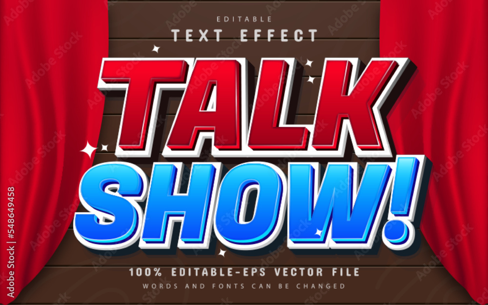 Talk show 3d text effect editable Stock Vector Adobe Stock