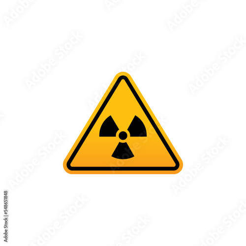 Caution radiation symbol vector. Yellow triangle vector