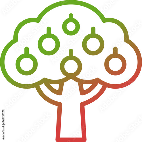 fruit tree gradient line icon