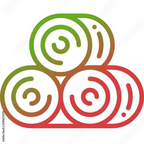hay bale gradient line icon