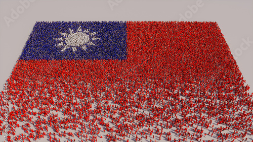 Taiwanese Flag formed from a Crowd of People. Banner of Taiwan on White. photo