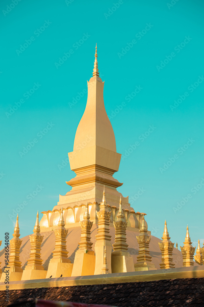 Fototapeta premium Pha That Luang festival Vientiane, Laos. That-Luang Golden Pagoda in Vientiane, Laos. This place is history of laos and Pha That Luang is know to foreign tourists.
