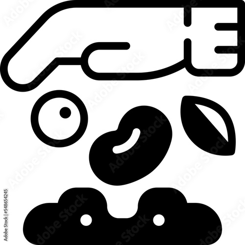 sowing seeds solid line icon