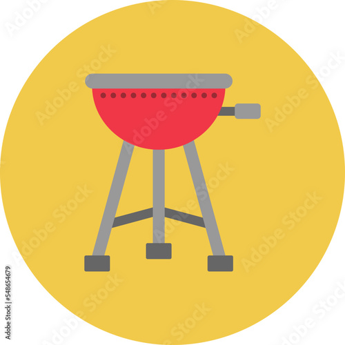 Grill Multicolor Circle Flat Icon
