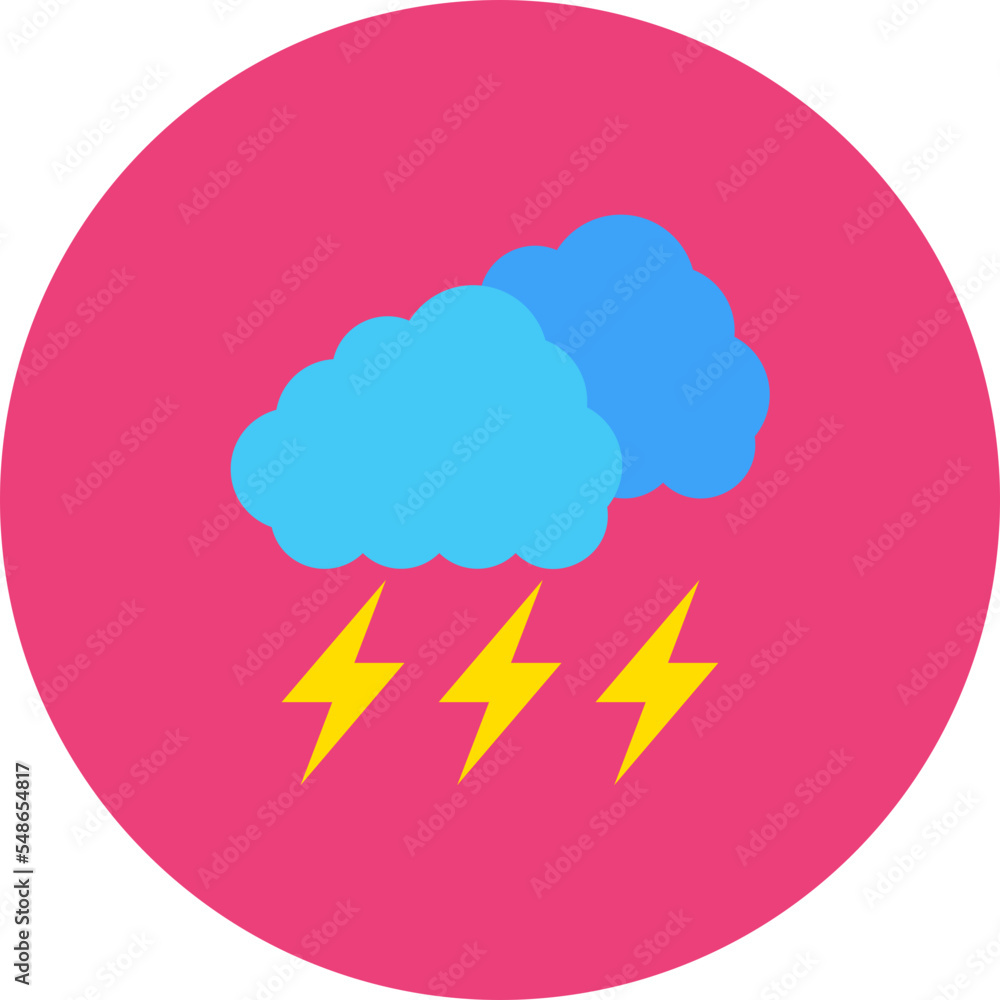 Thunder Multicolor Circle Flat Icon Thunder Multicolor Circle Flat Icon