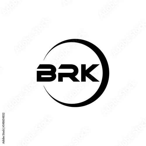 BRK letter logo design with white background in illustrator, cube logo, vector logo, modern alphabet font overlap style. calligraphy designs for logo, Poster, Invitation, etc.