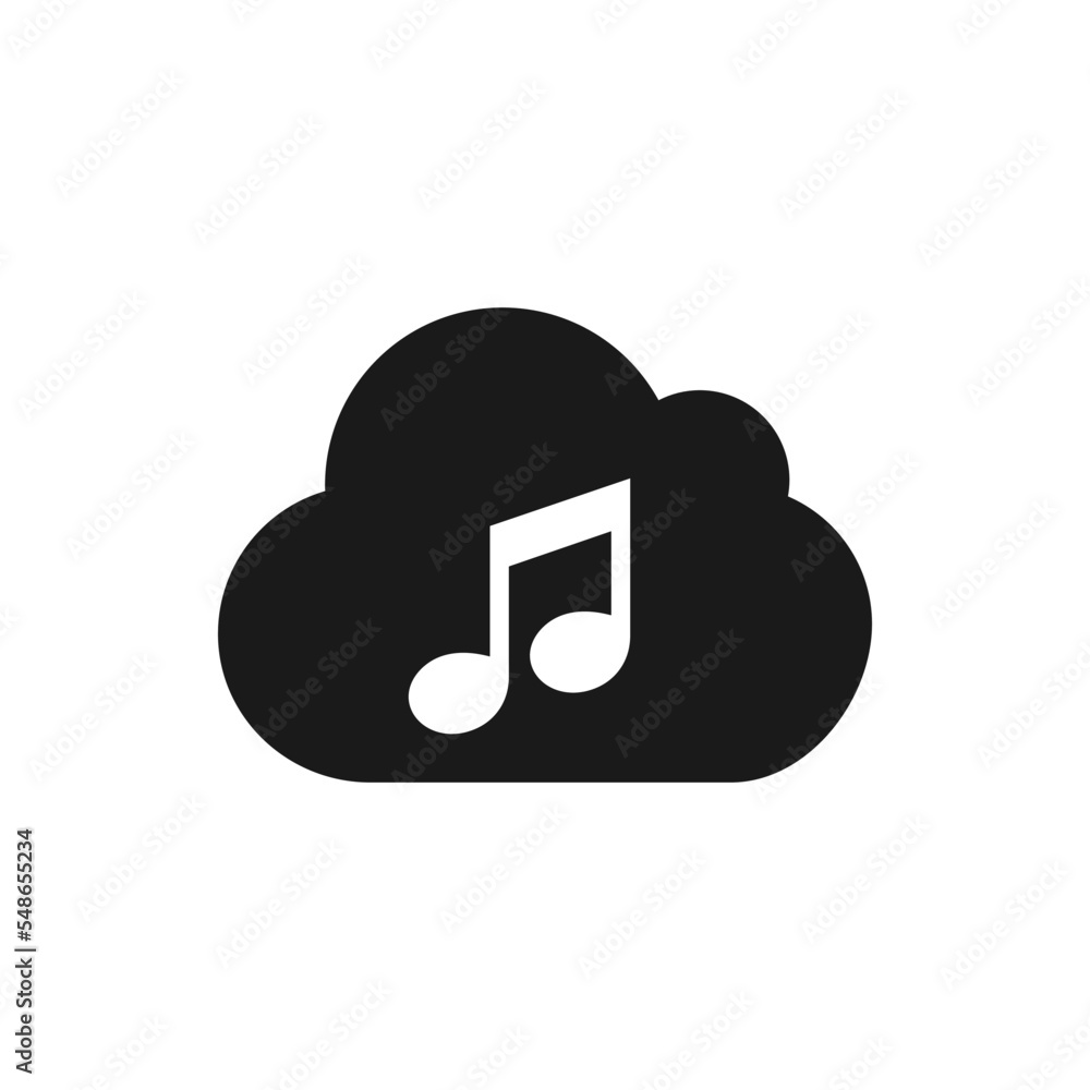Music cloud icon design isolated on white background. Vector illustration