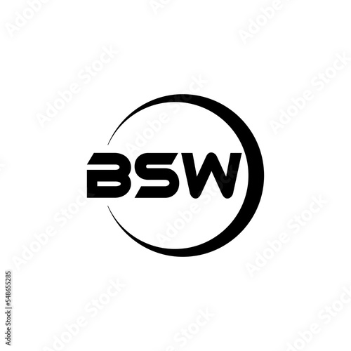 BSW letter logo design with white background in illustrator, cube logo, vector logo, modern alphabet font overlap style. calligraphy designs for logo, Poster, Invitation, etc.