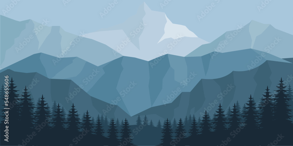 mountains landscape in flat design style