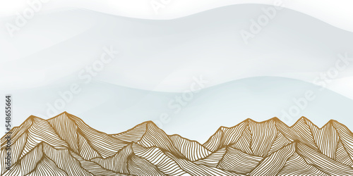 gradient abstract golden mountains landscape background design in line arts styles