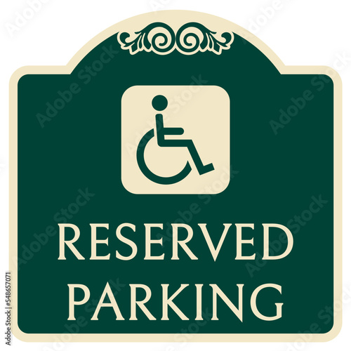 Decorative parking sign reserve parking disabled person