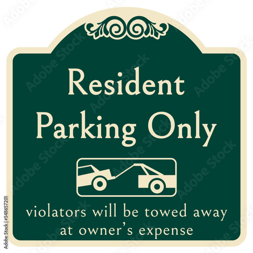 Decorative parking sign resident parking only