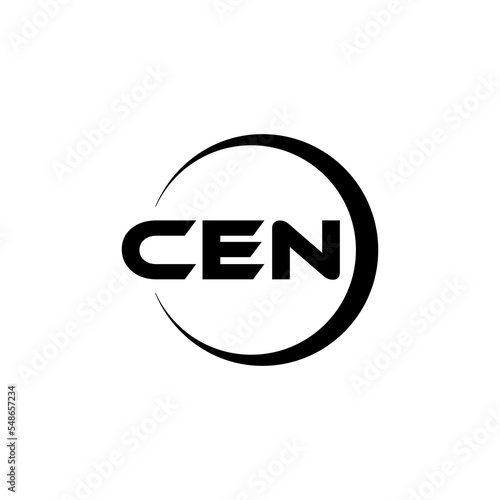CEN letter logo design with black background in illustrator  cube logo  vector logo  modern alphabet font overlap style. calligraphy designs for logo  Poster  Invitation  etc.