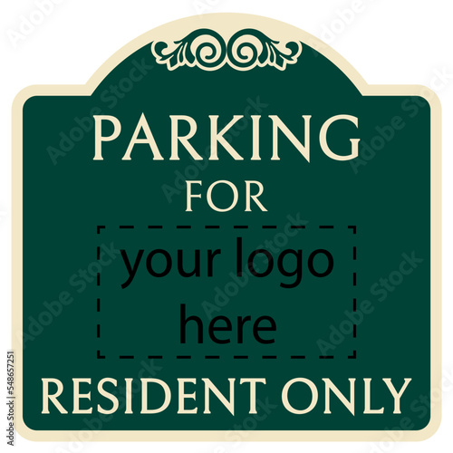 Decorative parking sign resident parking only