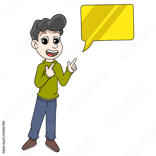 illustration of boy communicating messenger