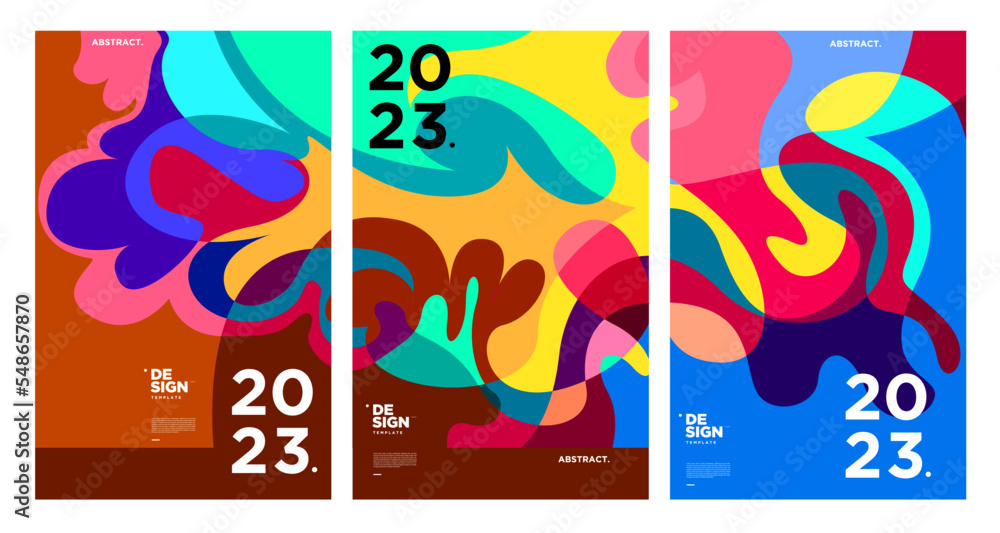 New year 2023 design template with fluid colorful abstract background