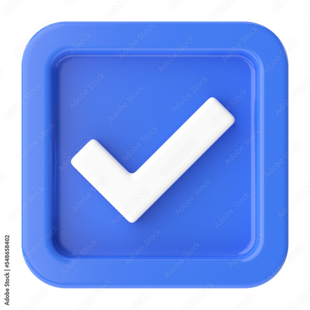 Checkbox. Check mark. 3D illustration. Checkbox. Check mark. 3D illustration.