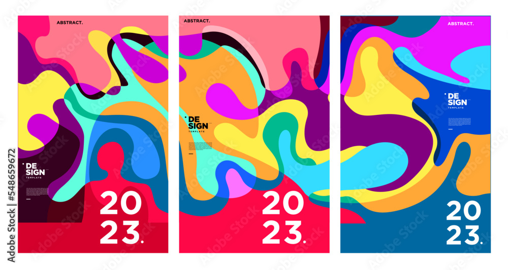 New year 2023 design template with fluid colorful abstract background