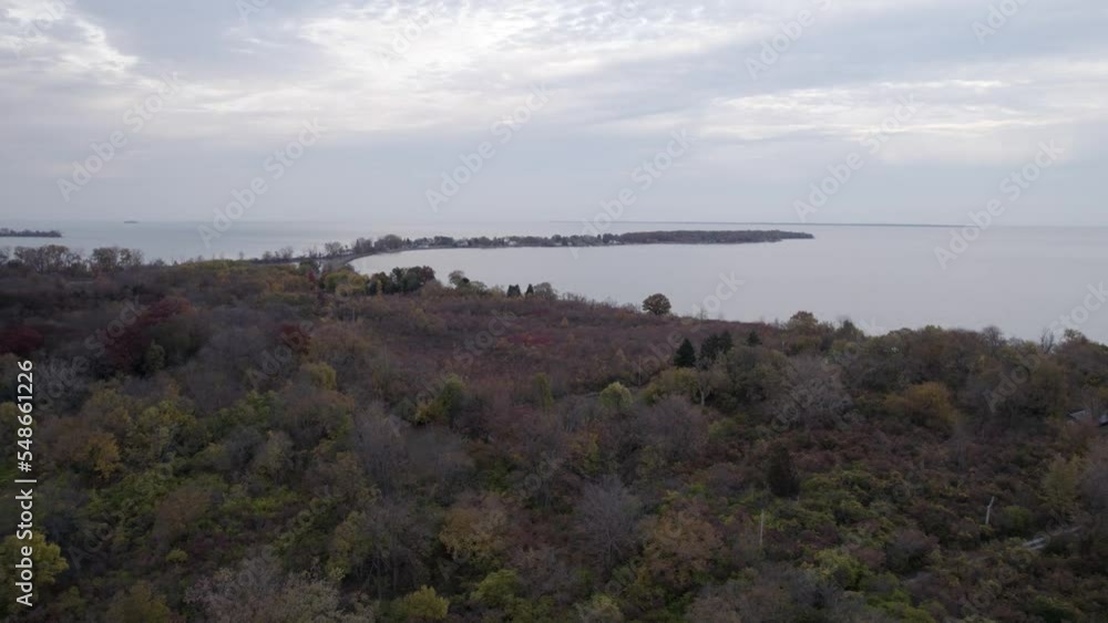 Drone revealing the wild landscape of Middle Bass Island located in Lake Erie, State of Ohio Drone revealing the wild landscape of Middle Bass Island located in Lake Erie, State of Ohio