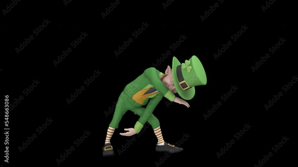 Dancing Leprechaun - 3d render looped with alpha channel.