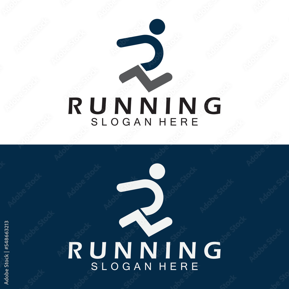Letter R for running logo design combination letter R and people Letter R for running logo design combination letter R and people
