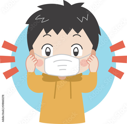 マスクをする子どものイラスト