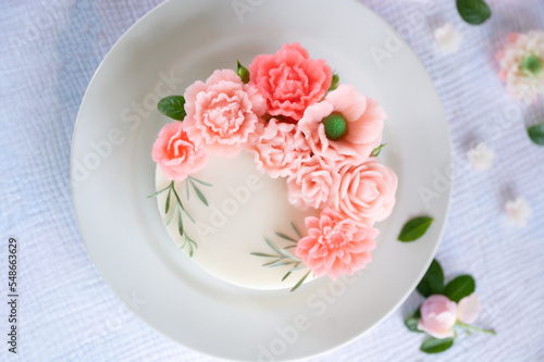 Wallpaper Mural Beautiful flower shaped coconut milk jelly cake.
 Torontodigital.ca