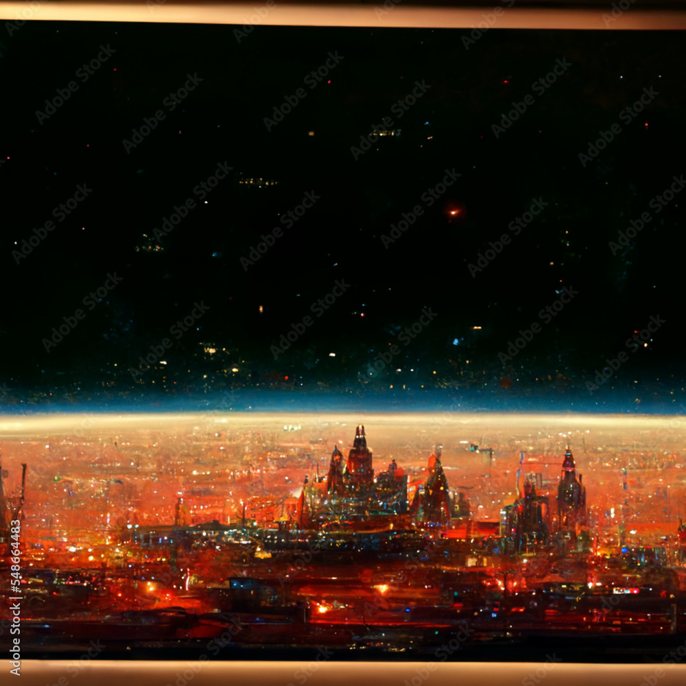 Fototapeta premium View of the city on mars