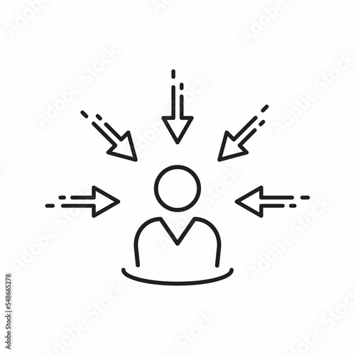 centric consumer icon, customer focus concept, client first approach, thin line symbol on white background