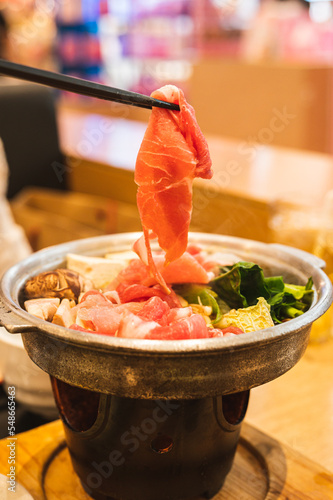 Tasty sukiyaki Japanese cuisine,Food concept background.