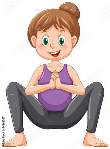 Yoga squat pose cartoon character