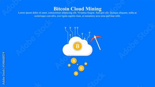 Illustration concept of bitcoin cloud mining.
