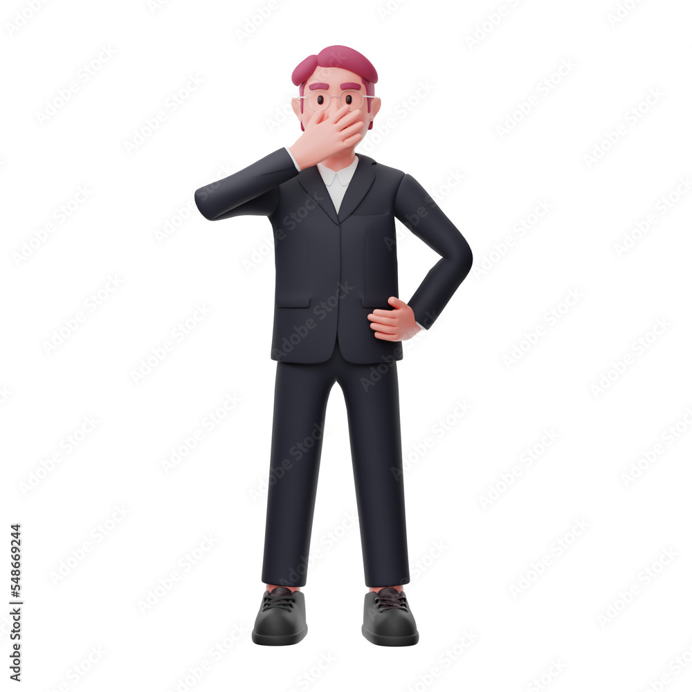 3d business character pose hand cover mouth 3d business character pose hand cover mouth