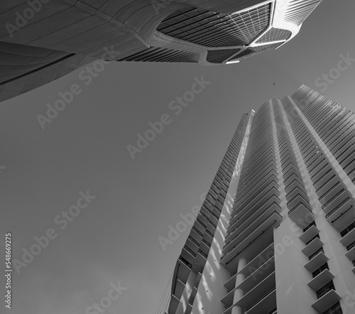 skyscrapers in the city black and white miami downtown 