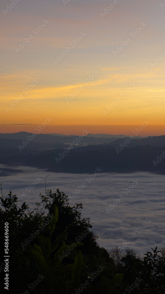 Morning light with Doi Luang Chiang Dao and the sea of fog