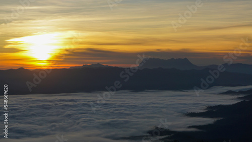 Morning light with Doi Luang Chiang Dao and the sea of fog © Jednarong