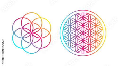 Flower of life gradient on white background