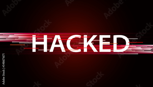 abstract word signal or are warned that it has been hacked by viruses, malware or hackers on a red digital background.