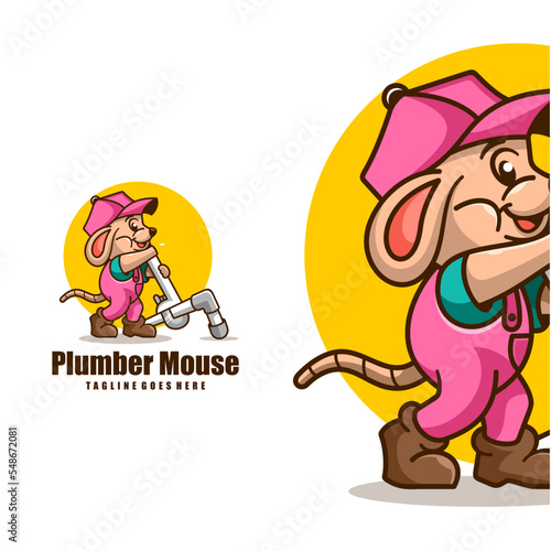 mouse plumber character mascot design