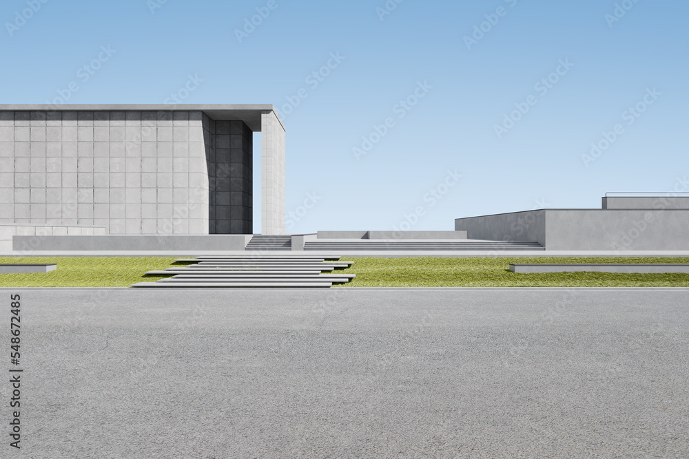 3d render of abstract modern architecture with empty concrete floor, car presentation background. 3d render of abstract modern architecture with empty concrete floor, car presentation background.